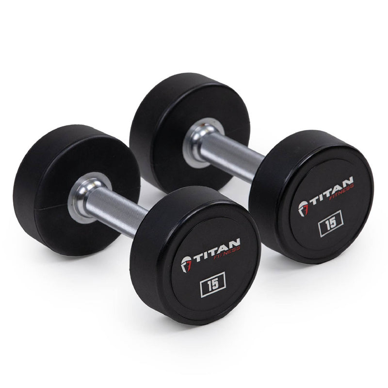 15 LB Pair Round Urethane Dumbbells