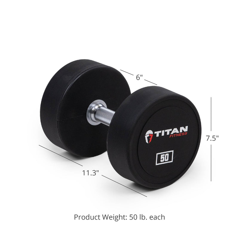 50 LB Pair Classic Round Urethane Dumbbells