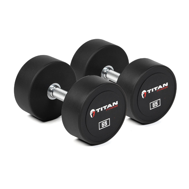 65 LB Pair Round Urethane Dumbbells