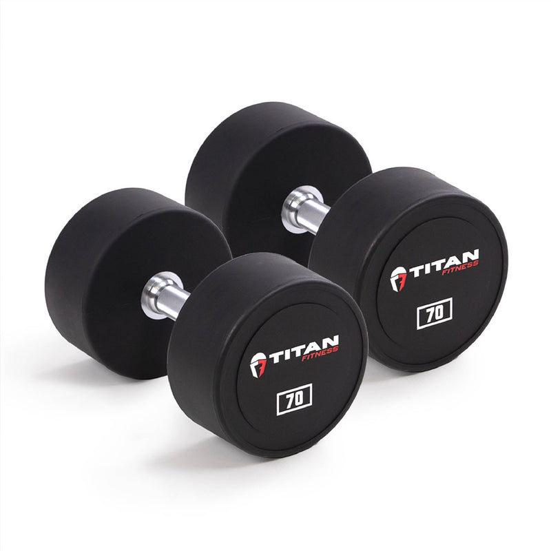 70 LB Pair Round Urethane Dumbbells