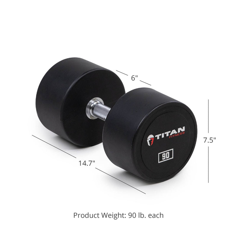 90 LB Pair Classic Round Urethane Dumbbells