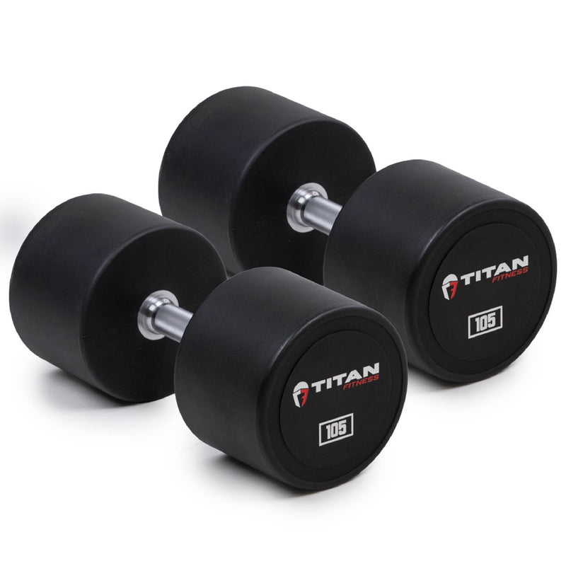 105 LB Pair Round Urethane Dumbbells