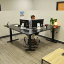 74" Electric Adjustable L-Shaped Desk With Black Desktop