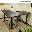 74" Electric Adjustable L-Shaped Desk With Black Desktop