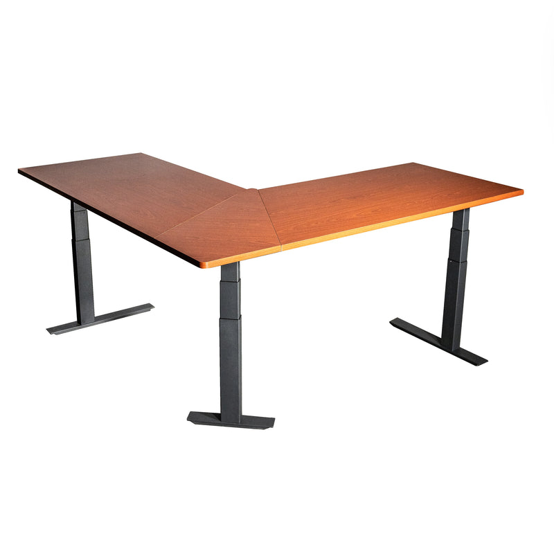 74" Electric Adjustable L-Shaped Desk With Wood Desktop