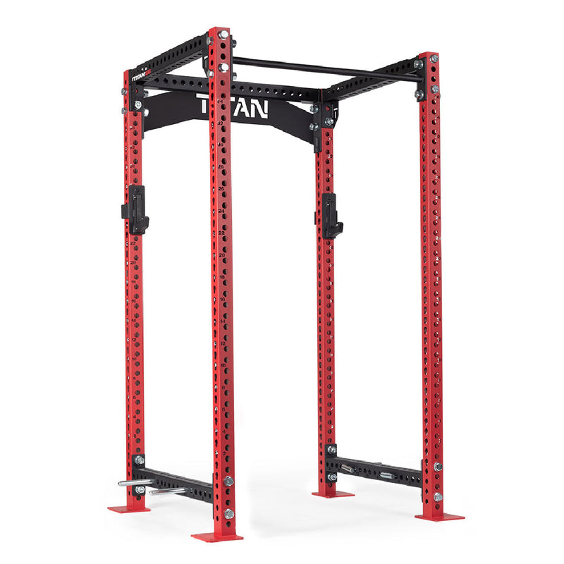 TITAN Series Power Rack | Red / Crossmember Nameplate / Sandwich J-Hooks