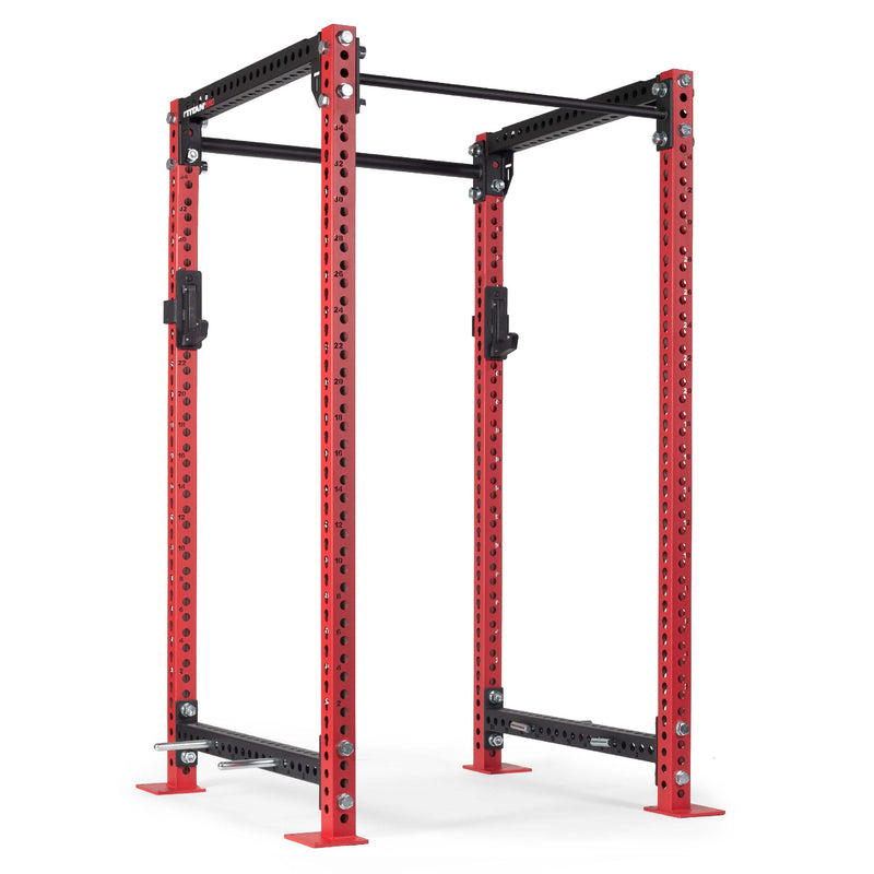 TITAN Series Power Rack | Red / 2” Fat Pull-Up Bar / Roller J-Hooks