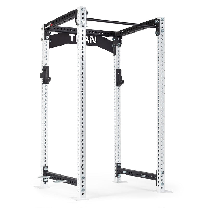 TITAN Series Power Rack | White / Crossmember Nameplate / Roller J-Hooks