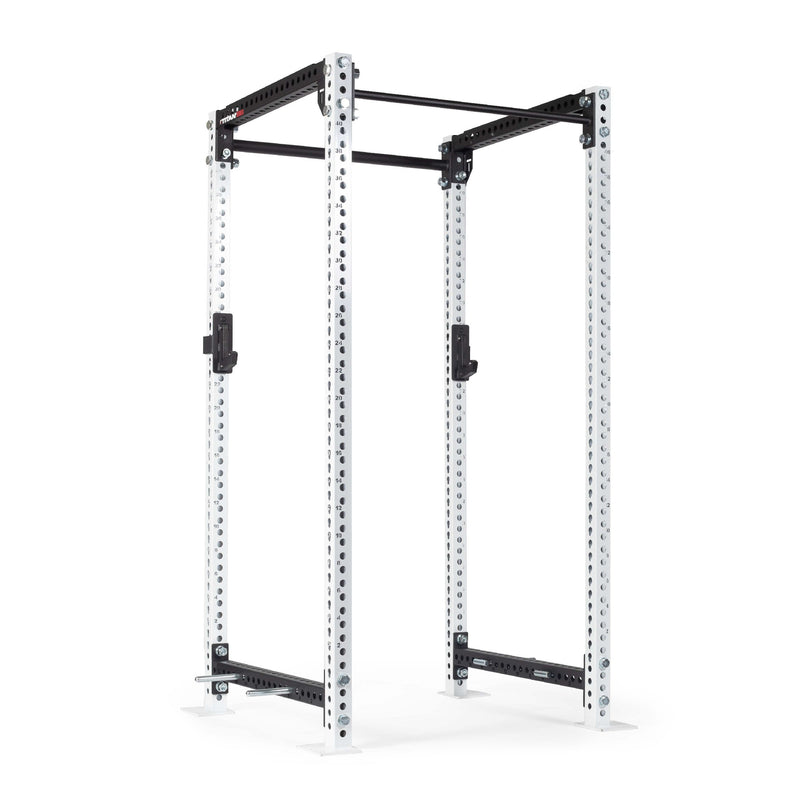 TITAN Series Power Rack | White / 2” Fat Pull-Up Bar / Roller J-Hooks