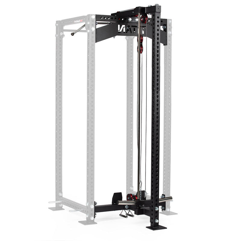 TITAN Series Lat Tower Power Rack Attachment - Rack Height: 100" - Back Crossmember: Crossmember Nameplate | 100" / Crossmember Nameplate