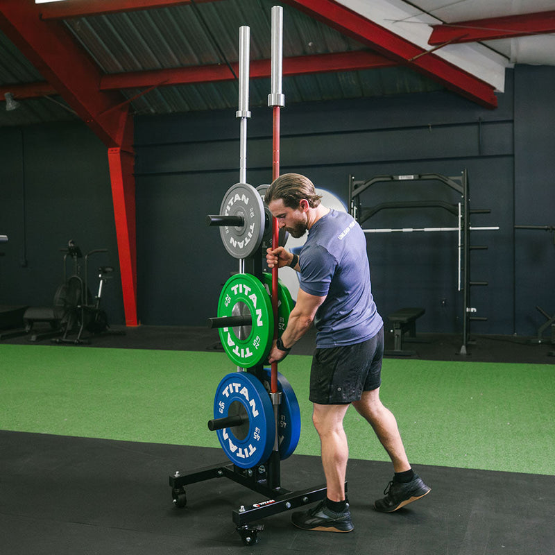 Portable Weight Plate and Barbell Storage Tree