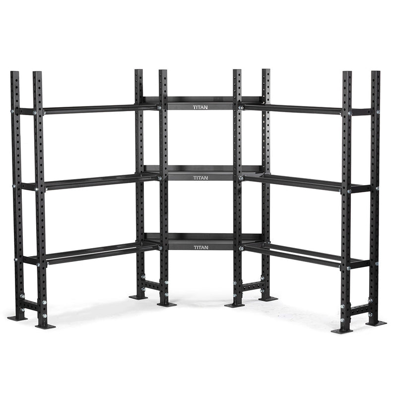 Elite Series Mass Storage System with Bumper Plate & Corner Shelves | Tier 3 73" / 42"