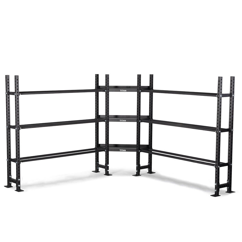 Elite Series Mass Storage System with Bumper Plate & Corner Shelves | Tier 3 73" / 70"