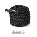 Scratch and Dent, 40' x 1.5" Battle Rope Black Poly Dacron