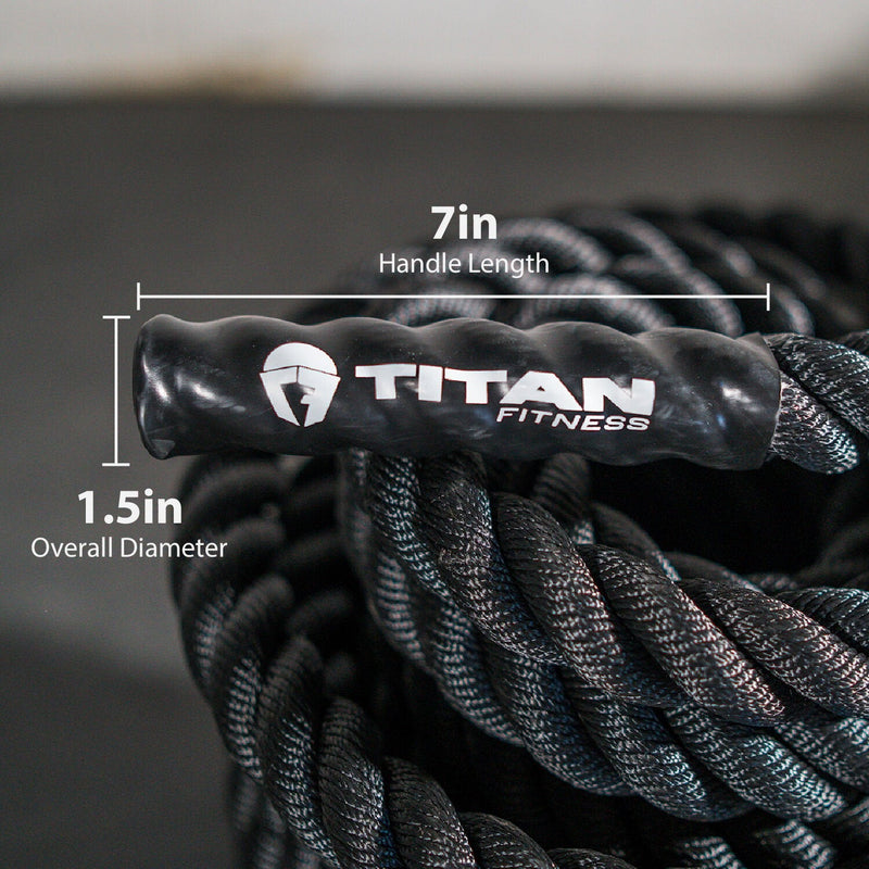 Scratch and Dent - 50' x 1.5" Battle Rope Black Poly Dacron - FINAL SALE