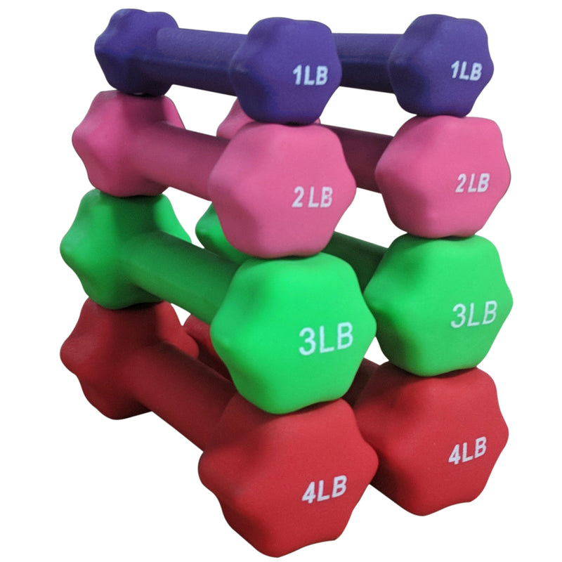 Scratch and Dent, Neoprene Light Weight Dumbbell Set - 1, 2, 3 , 4 LB