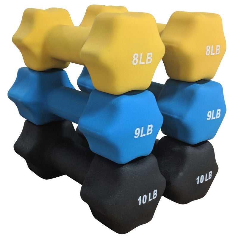 Scratch and Dent, Neoprene Light Weight Dumbbell Set - 8, 9, 10 LB