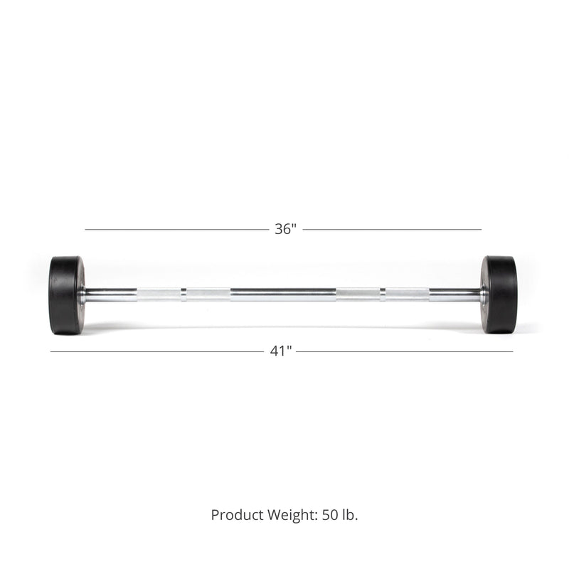 Scratch and Dent - 50 LB Straight Rubber Fixed Barbell - FINAL SALE