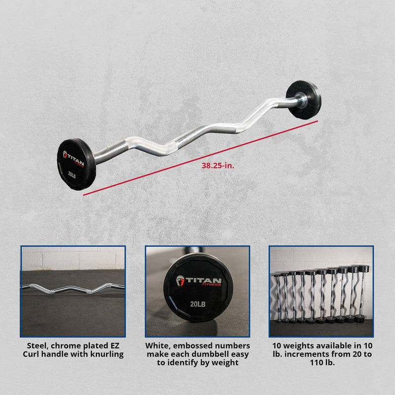 Scratch and Dent - Rubber Fixed Barbell | EZ Curl | 20 LB - FINAL SALE