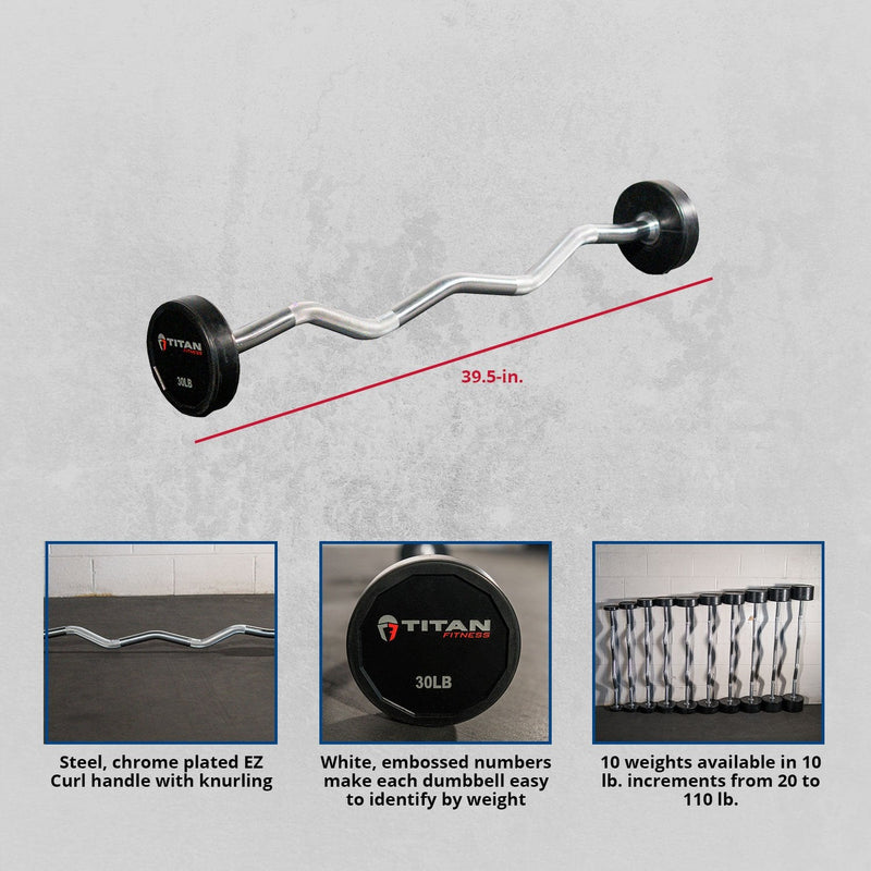 Scratch and Dent - Rubber Fixed Barbell | EZ Curl | 30 LB - FINAL SALE