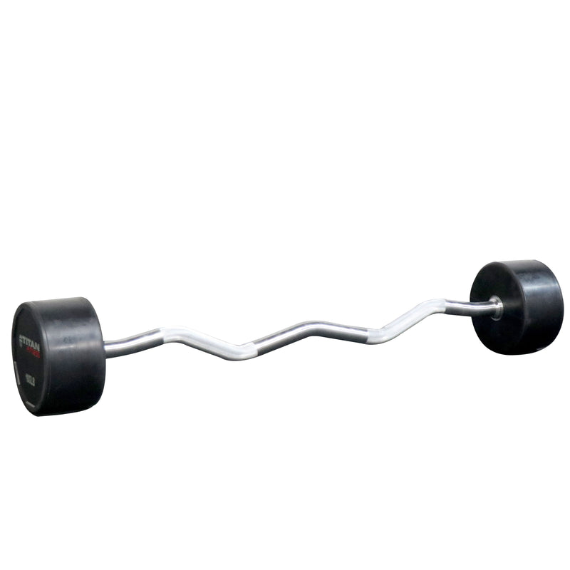 Scratch and Dent - Rubber Fixed Barbell – EZ Curl – 100 LB - FINAL SALE