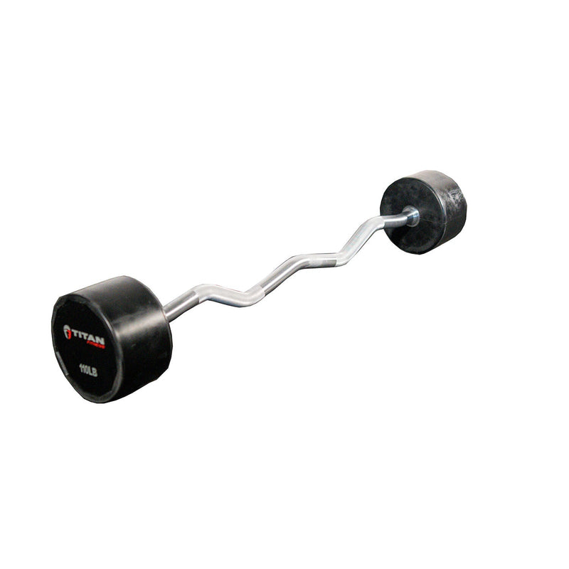 Scratch and Dent, Rubber Fixed Barbell | EZ Curl | 110 LB