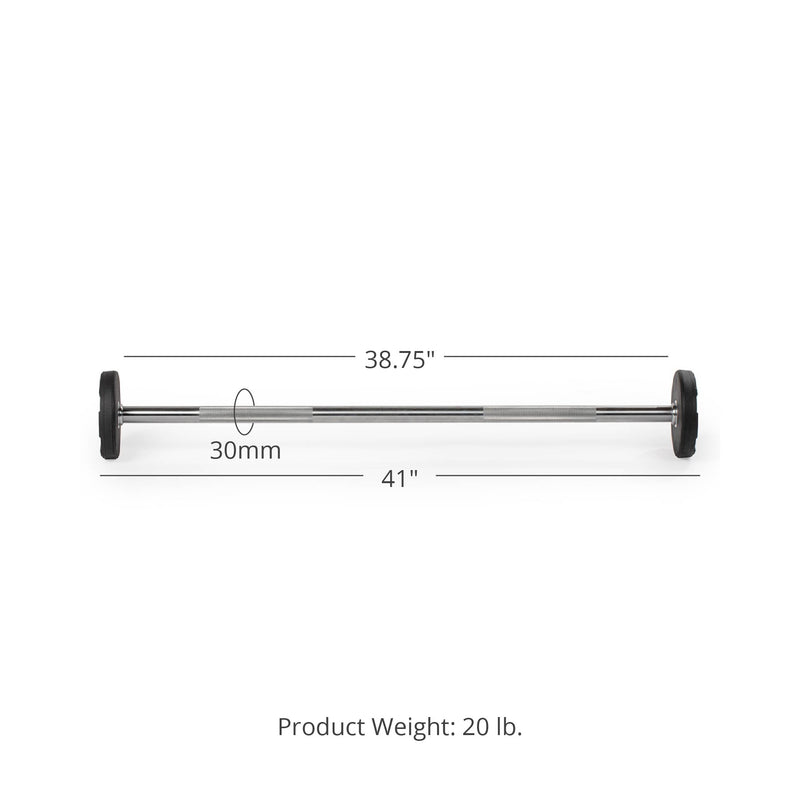 Scratch and Dent, 20 LB Straight Fixed Rubber Barbell