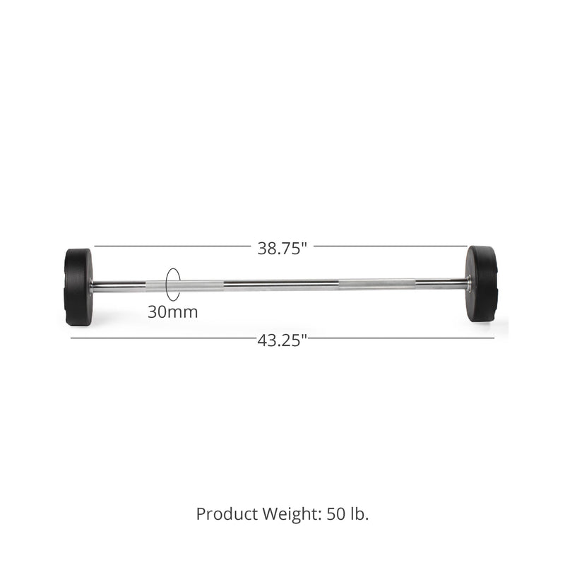 Scratch and Dent, 50 LB Straight Fixed Urethane Barbell