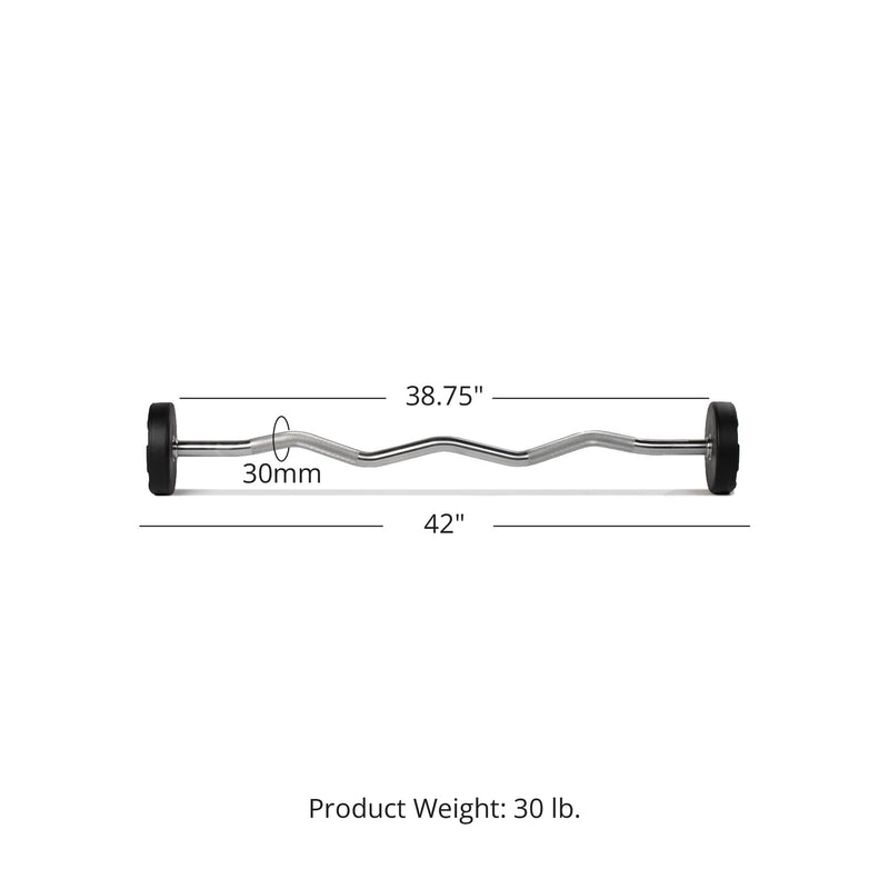 Scratch and Dent, 30 LB EZ Curl Fixed Urethane Barbell