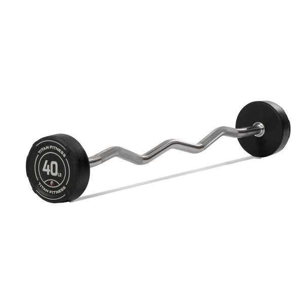 40 LB EZ Curl Fixed Rubber Barbell