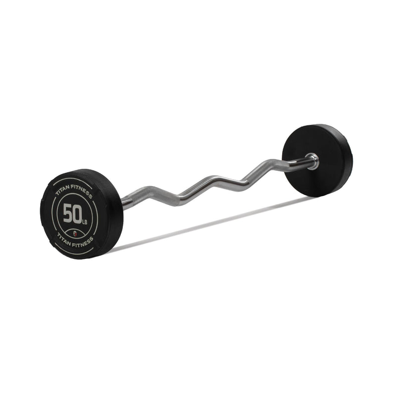 50 LB EZ Curl Fixed Rubber Barbell