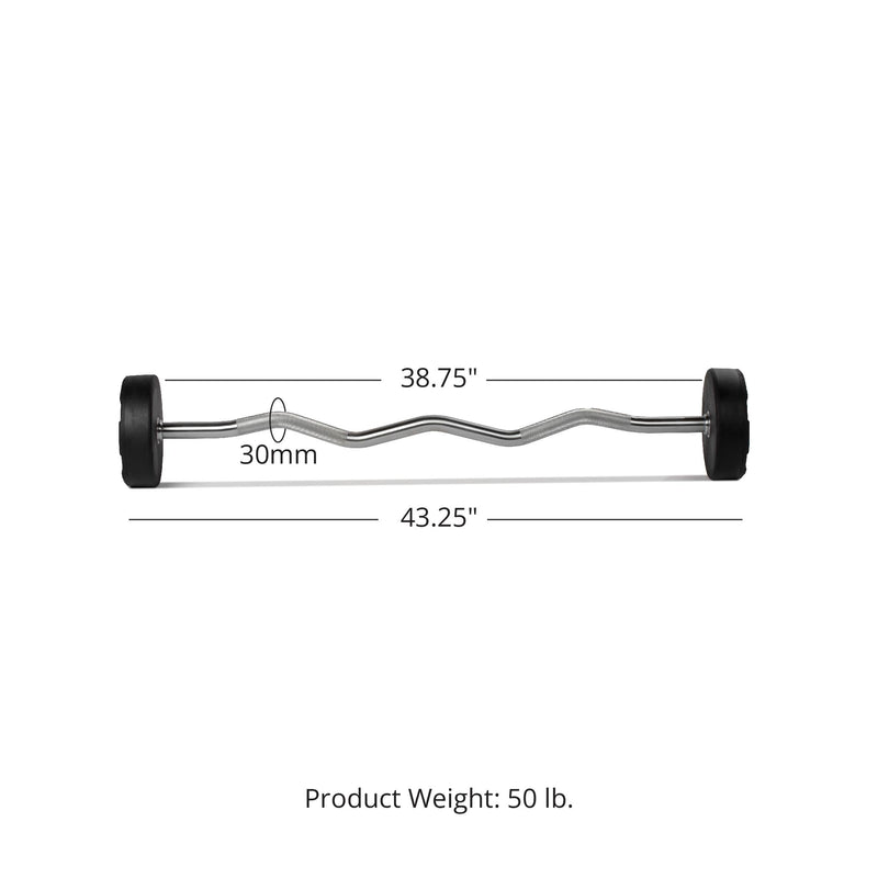 50 LB EZ Curl Fixed Urethane Barbell