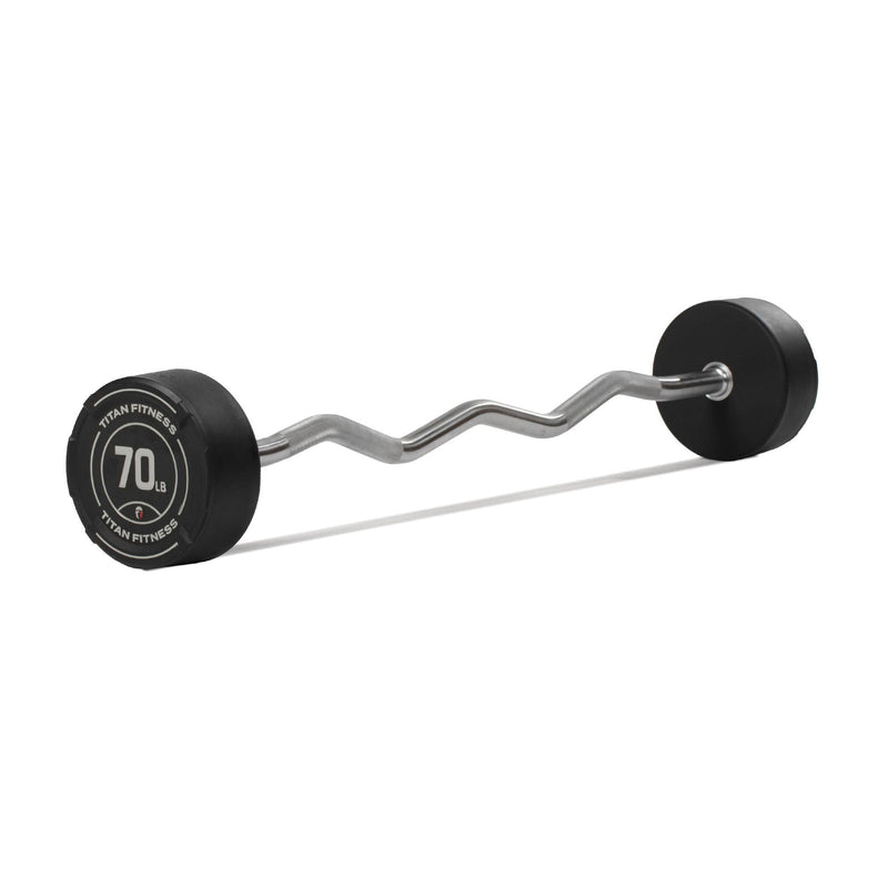 70 LB EZ Curl Fixed Rubber Barbell