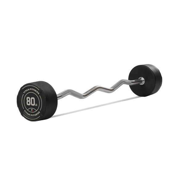 80 LB EZ Curl Fixed Rubber Barbell