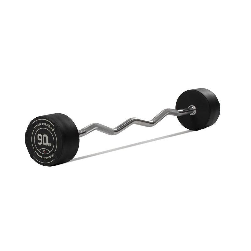 90 LB EZ Curl Fixed Rubber Barbell