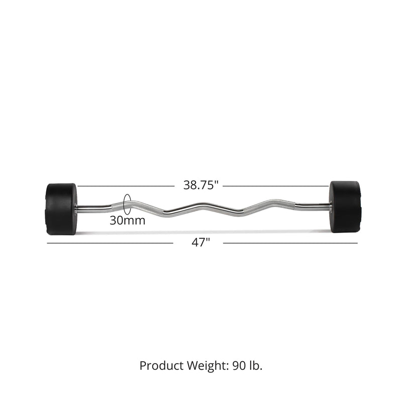 Scratch and Dent, 90 LB EZ Curl Fixed Urethane Barbell