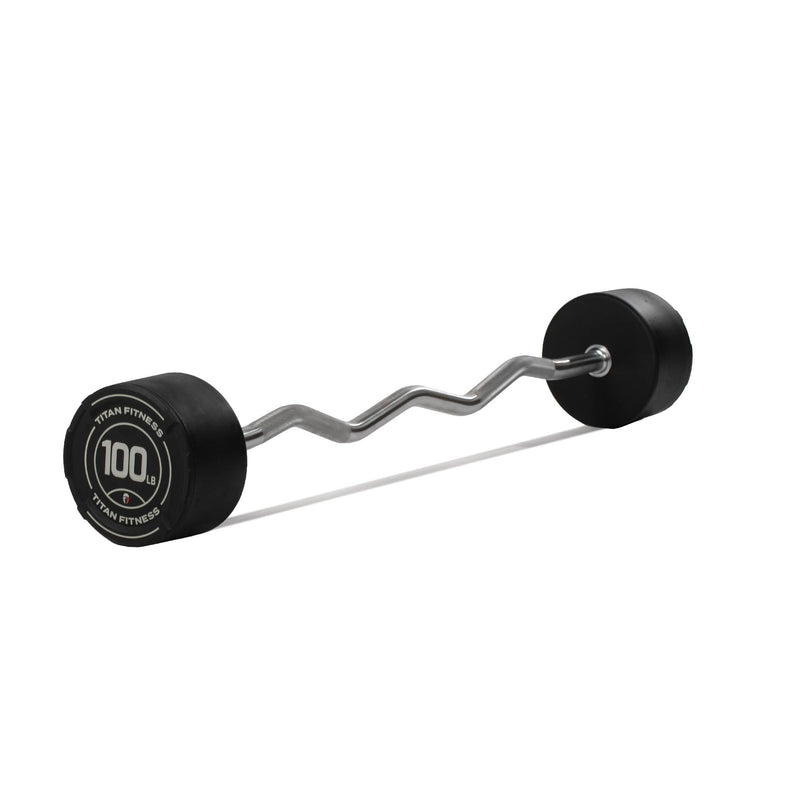 100 LB EZ Curl Fixed Rubber Barbell