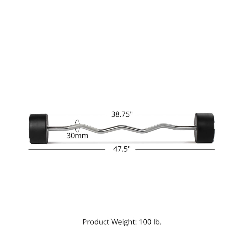 100 LB EZ Curl Fixed Urethane Barbell