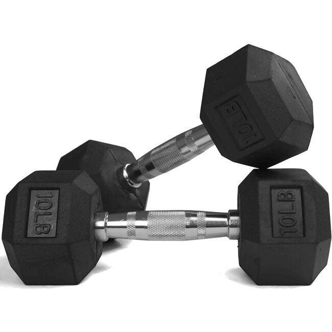 Scratch and Dent, 10 LB Rubber Hex Dumbbells