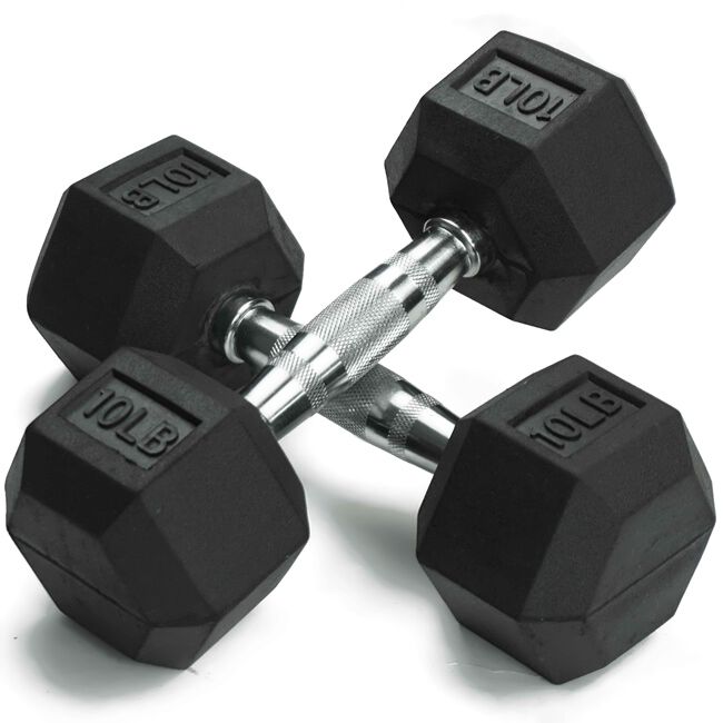 10 LB Rubber Hex Dumbbells