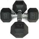 15 LB Rubber Hex Dumbbells