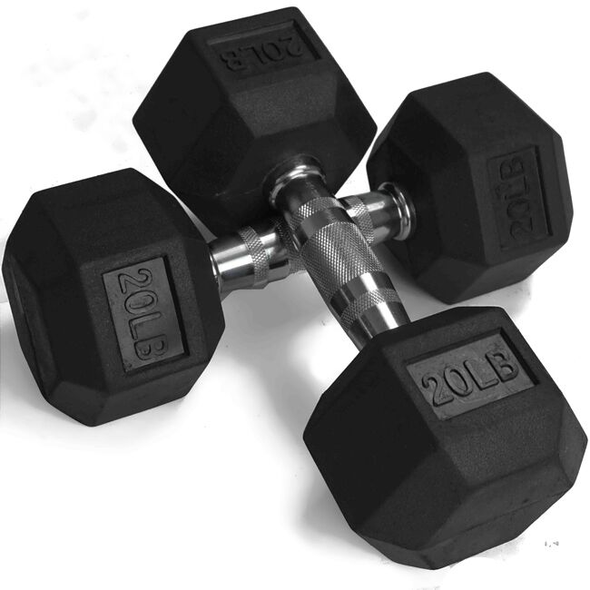 20 LB Rubber Hex Dumbbells