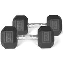 Scratch and Dent, Pair of 25 lb Black Rubber Coated Hex Dumbbells