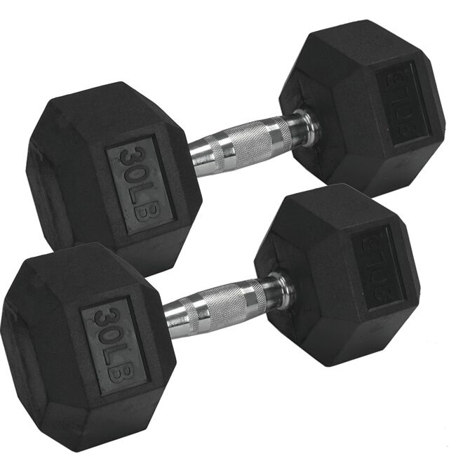 30 LB Rubber Hex Dumbbells