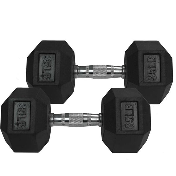 35 LB Rubber Hex Dumbbells