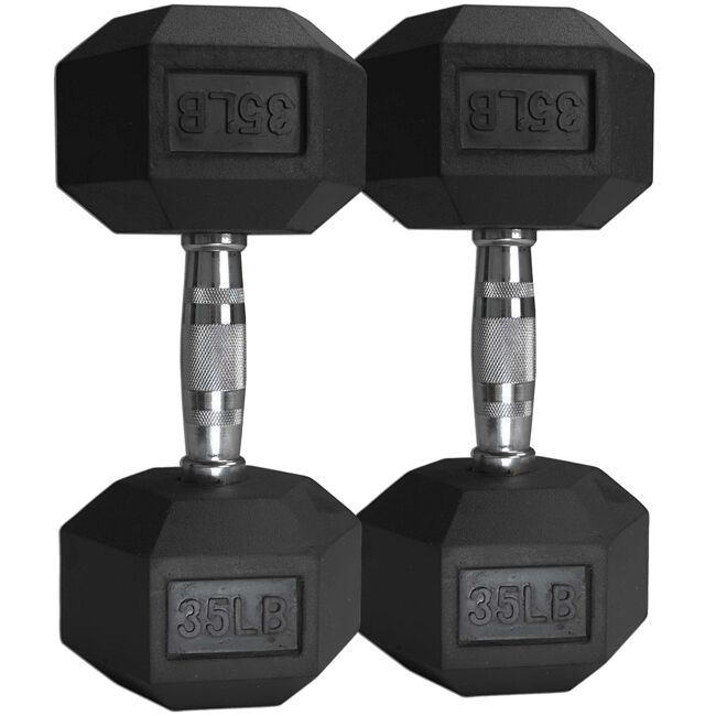 35 LB Rubber Hex Dumbbells