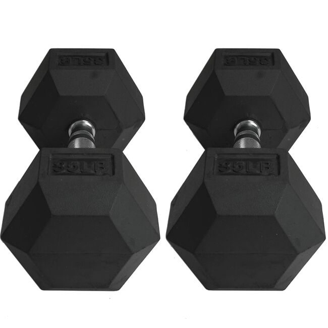 35 LB Rubber Hex Dumbbells