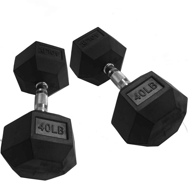 40 LB Rubber Hex Dumbbells