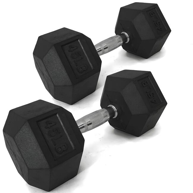 45 LB Rubber Hex Dumbbells