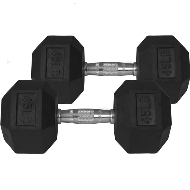 45 LB Rubber Hex Dumbbells